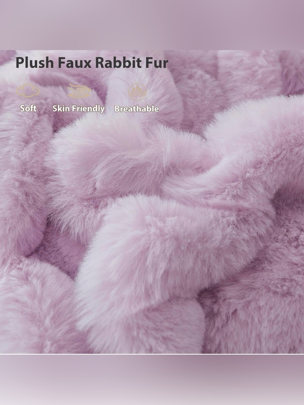 2pc. Plush Faux Fur Lumbar Pillow - Lavender - Picture 4 of 9